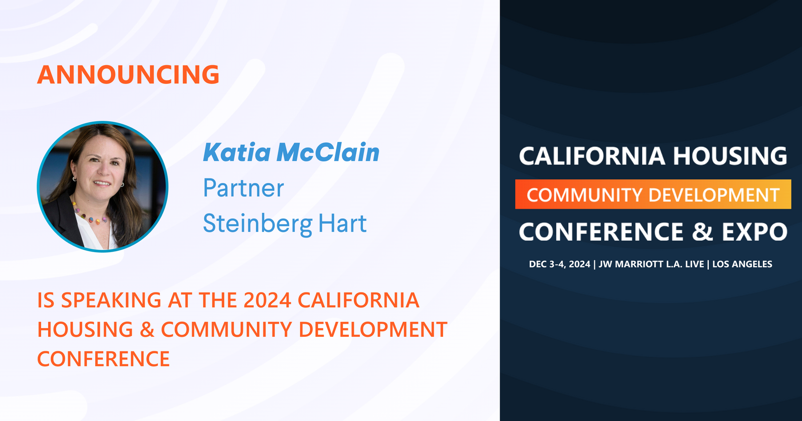 Katia McClain Partner Steinberg Hart is scheduled to speak at the 2024 Conference